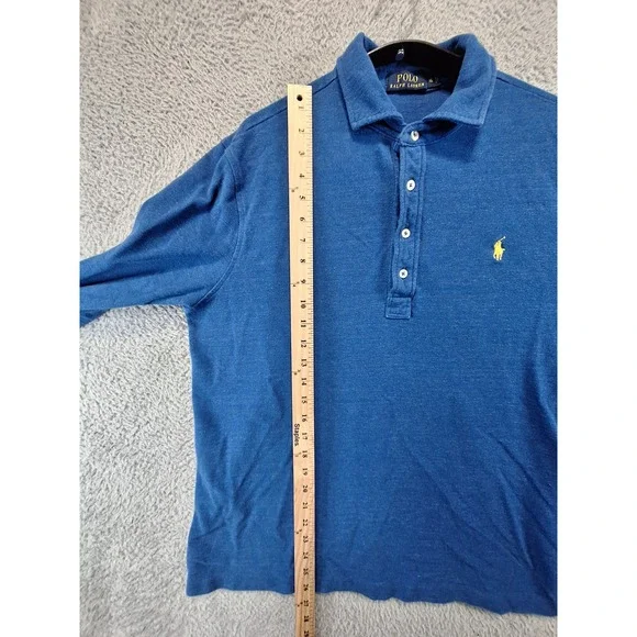 Polo Ralph Lauren Polo Shirt Mens XL Blue Long Sleeve Pony Logo Preppy Classic - Picture 3 of 8